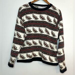 Ashley Hill Vintage 90s Leaf Print Fall Autumn Sweater Sz L